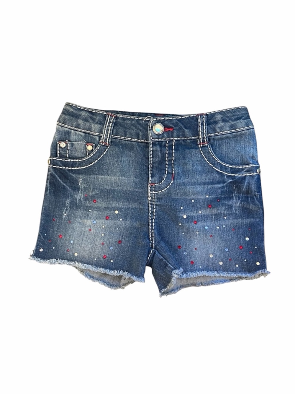 Xhilaration Distressed Denim Shorts with Rhinestone Accents - 6